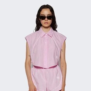 ALEXANDER WANG Cropped Button Down Shirt - Pink - XS